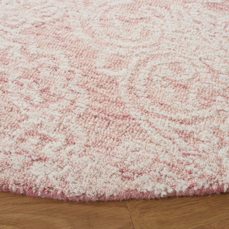 Tapis rose foncé / ivoire en laine touffetée à la main Noor, Rectangle 5 pi x 8 pi