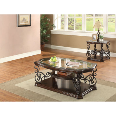 2-piece Glass Top Coffee and End Table Set