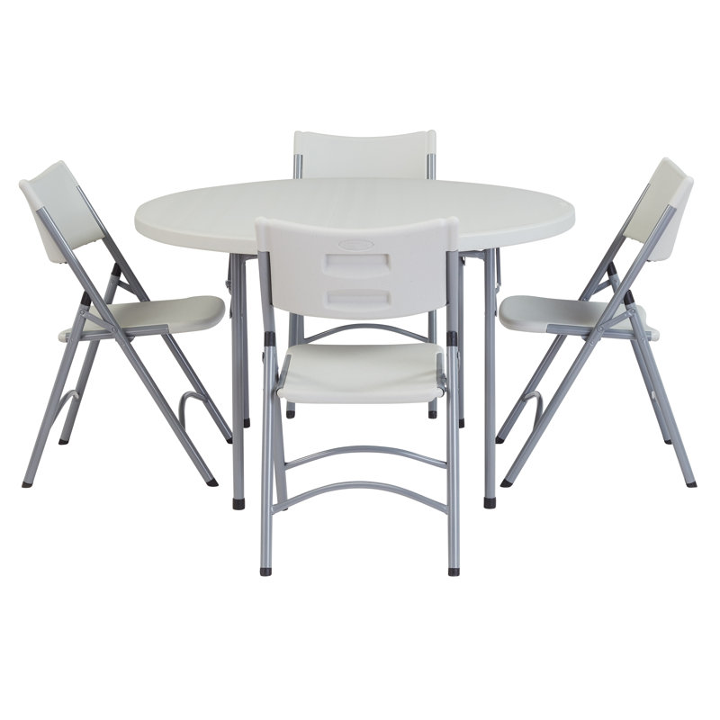 Table ronde pliante robuste avec 4 chaises