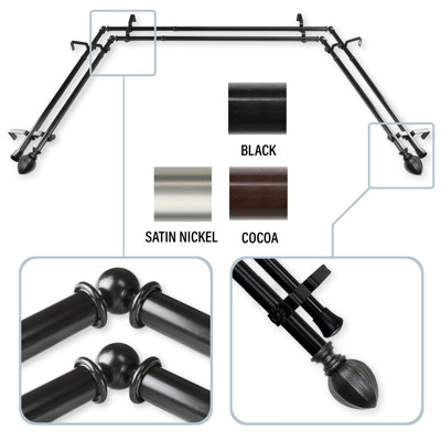 Judi Adjustable Bay Window Double Curtain Rod