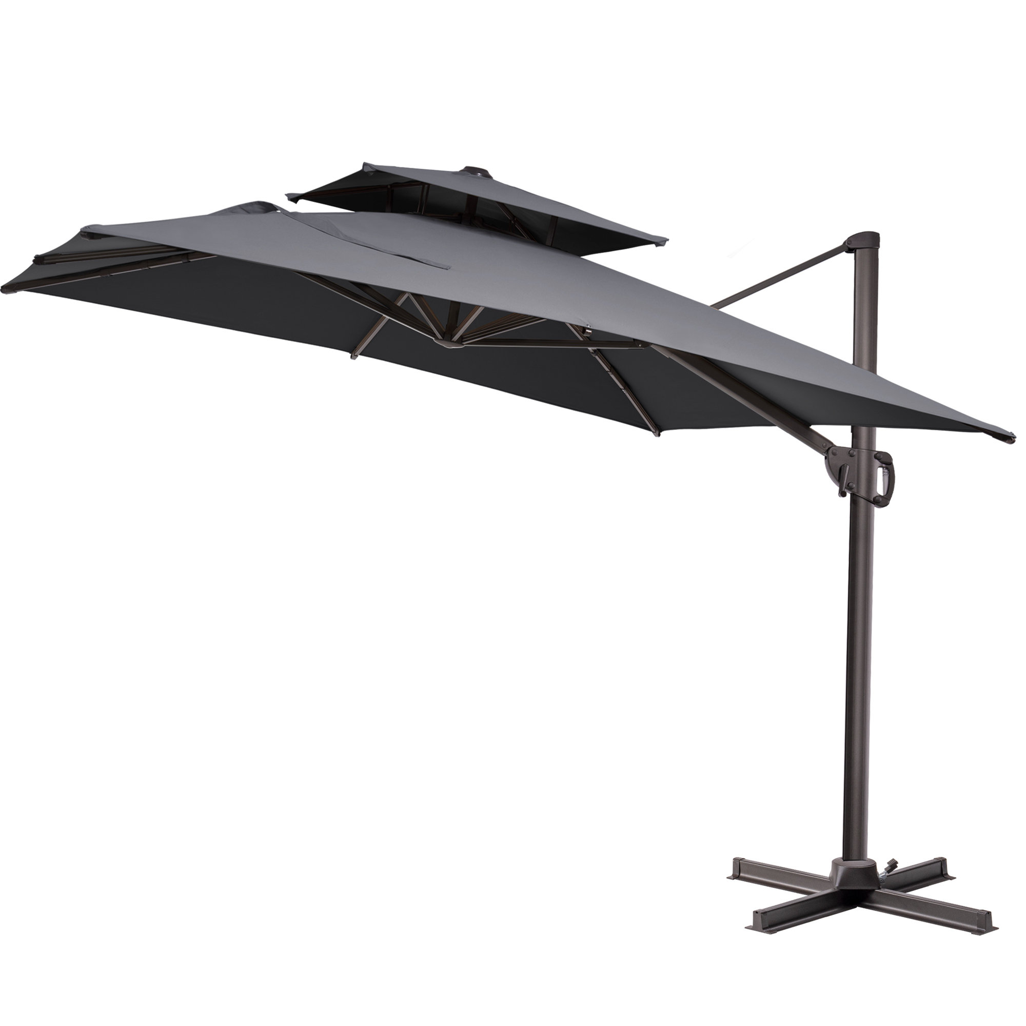 Arlmont & Co. 11*9 Ft Patio Rectangular Cantilever Umbrella weighted