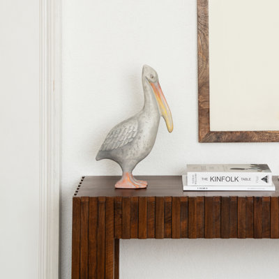 Catori Pelican Bird 15" Decorative Object, Eco-Friendly Modern Home Decor Figurine, Artistic Tabletop and Shelf Accent Decor