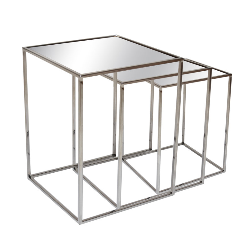 Collin Glass Top Frame Side Table Set