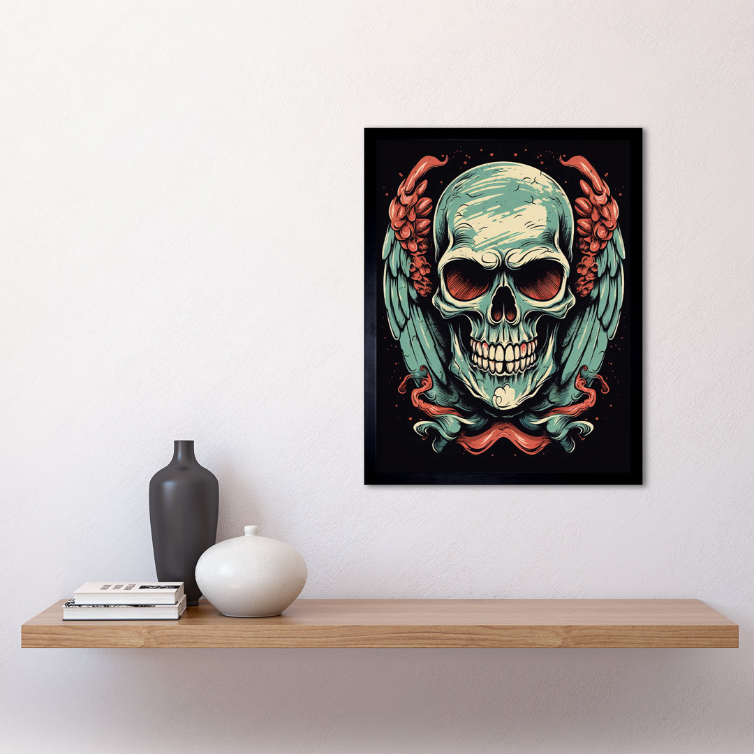 Craiganboy Old School USA Tattoo Ink Body Art Skull Wings Americana 50s - Single Picture Frame Print