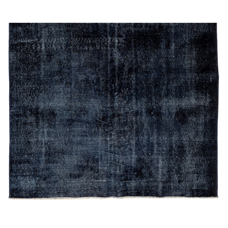 Tapis bleu marine en laine patiné à la main 5,6 x 9,6 pi