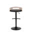 Tabouret de bar réglable avec pivot en métal noir, bois gris clair et similicuir noir avec repose-pieds rond en T - ensemble de 2-129461311-129461312