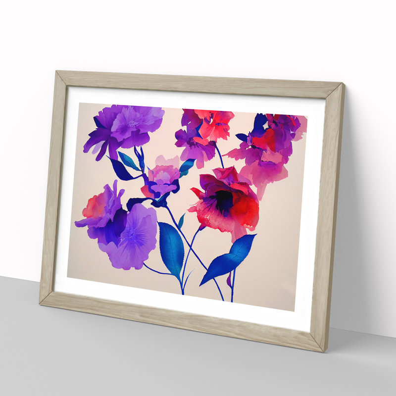Impressive Flowers - Single Picture Frame Painting, 25cm H x 34cm W x 2cm D, Oak