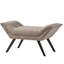 Repose-pieds moderne en tissu gris avec pieds en bouleau et banc