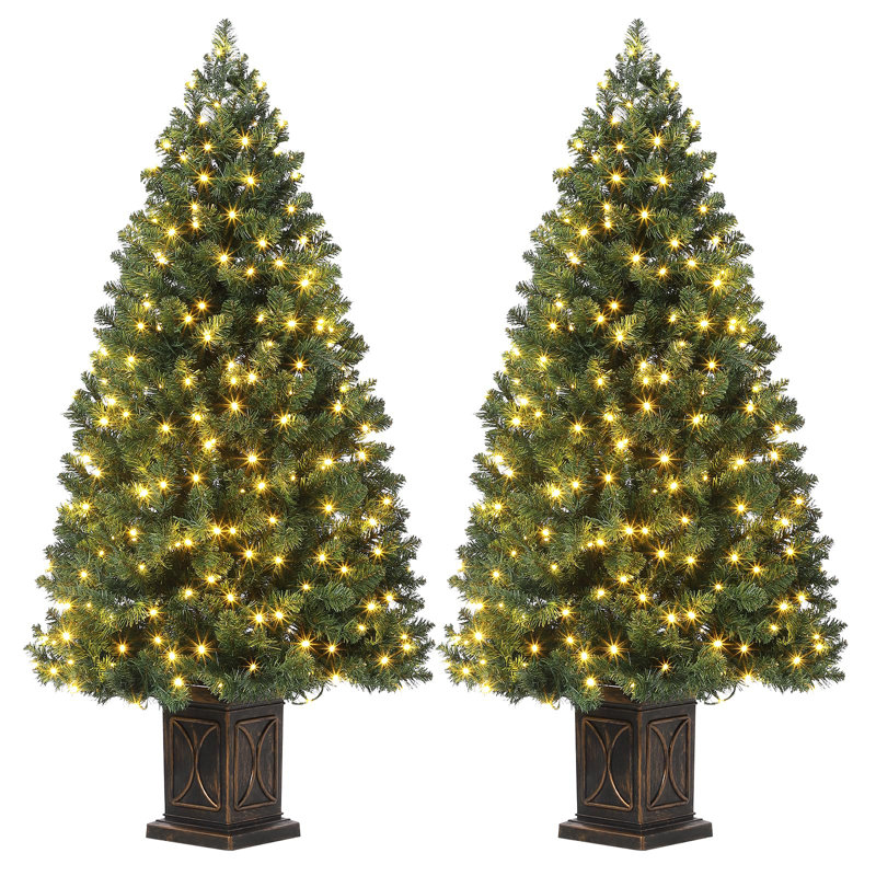 4.5 ft Prelit Premium Snow Flocked Artificial Christmas Tree