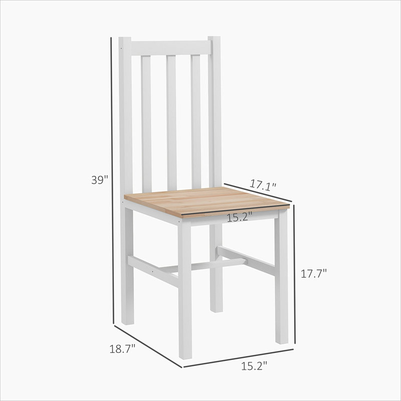 Chaise d'appoint en bois massif Nystead, Blanc, Ensemble de 4