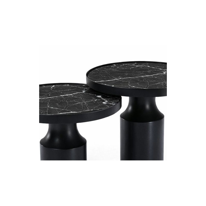 Tonis 2-PC Side Table Set with Nero Marble, Black