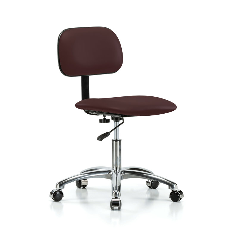 Chaise de laboratoire avec dossier réglable PERCH Chrome | Hauteur du bureau: 17 à 22 po, Tissu bourgogne