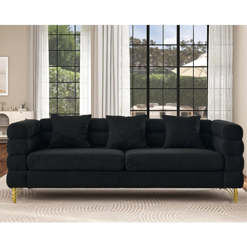 Myrle Upholstered 81'' Sofa, Black Wool