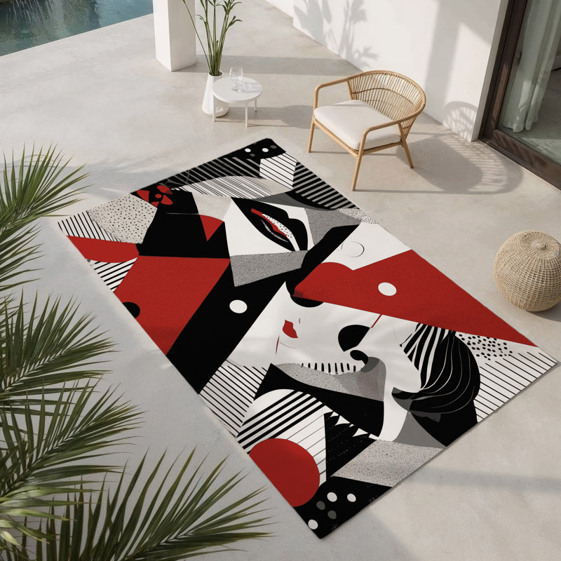 Tapis intérieur et extérieur Fiery Rift, Rectangle 1 pi 6 po x 2 pi 6 po