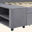 Lit plateforme simple tapissier en forme de L avec rangement et tiroirs-420670111