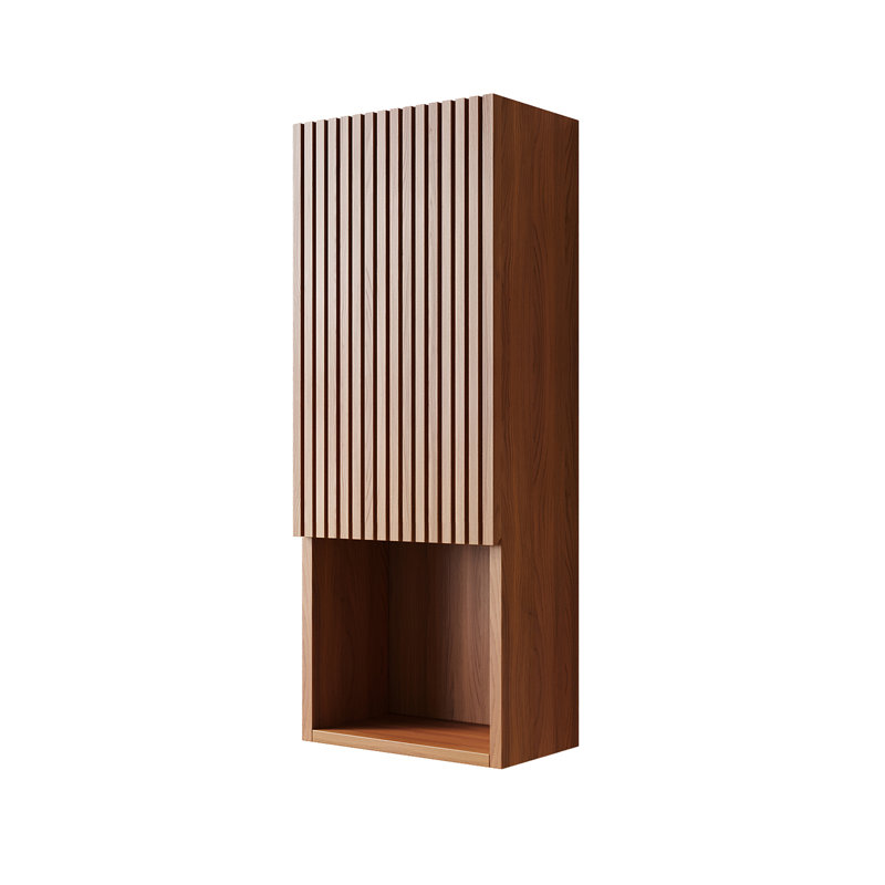 MITCH 35" Tall Bathroom Wall Mounted Cabinet, Brown Oak