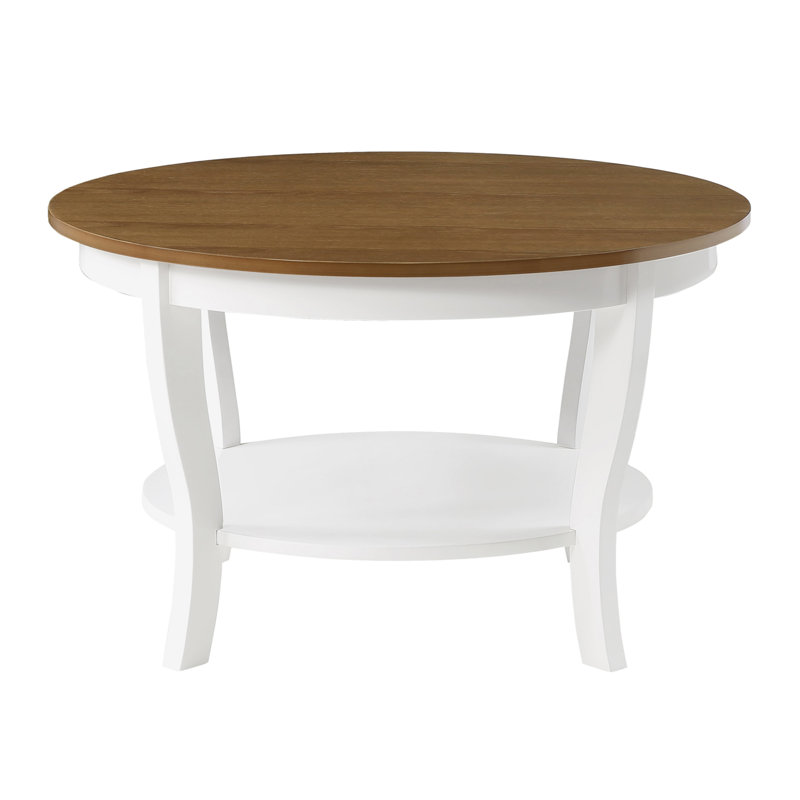 Carbin 30" Coffee Table with Shelf, Driftwood/White