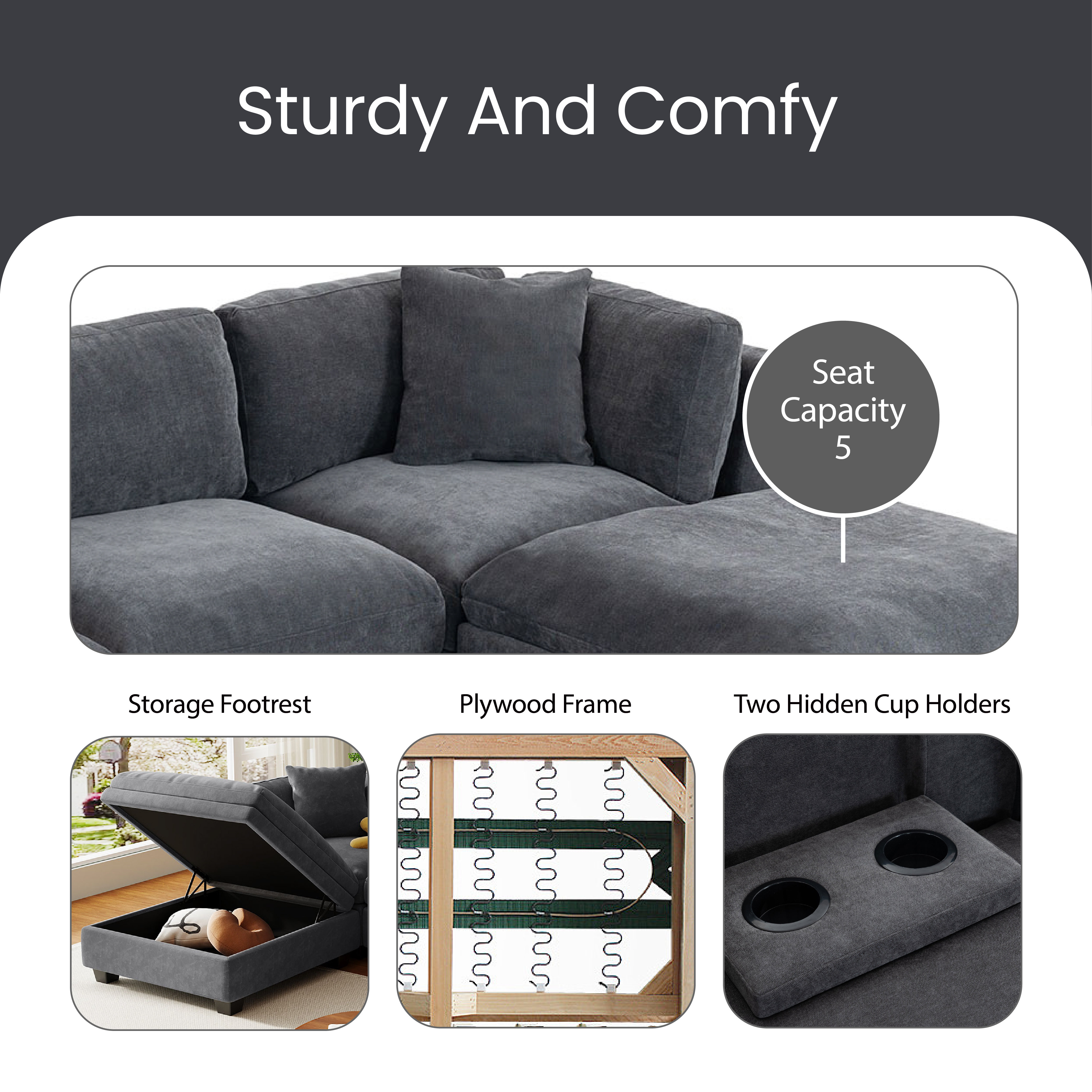 Latitude Run® Upholstered Modular Sofa With Removable Storage Ottoman ...