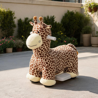 Jouets pour bébé avec cadre en métal brun, 29,1 x 13,4 x 20,1 po avec batterie 6 V, siège bas