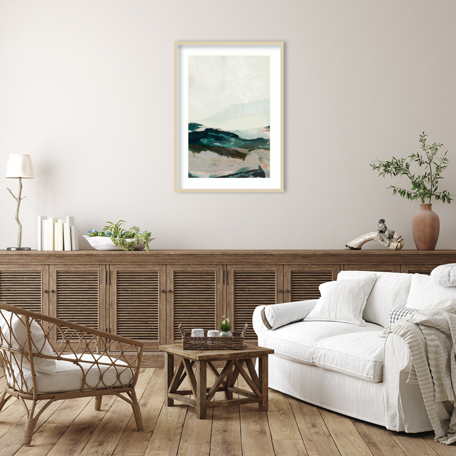 Cleve "Mountains No. 2" Print, Brown Framed, 41" H x 30" W