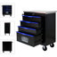 Chariot multifonctionnel 4 outils - noir / bleu. Structure en acier robuste avec. Rangement supplémentaire et ouverture de tiroir lisse. Verrouillé pour plus de sécurité à 4 tiroirs. - Facile à utiliser. Verrouillage à clé