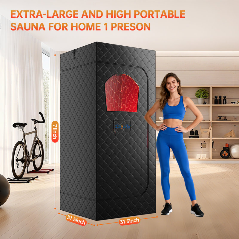 Infrared Sauna Box With 660nm Red Light Therapy & 850nm, 3l 1300w Steamer, Folding Chair, For Home Sauna Spa