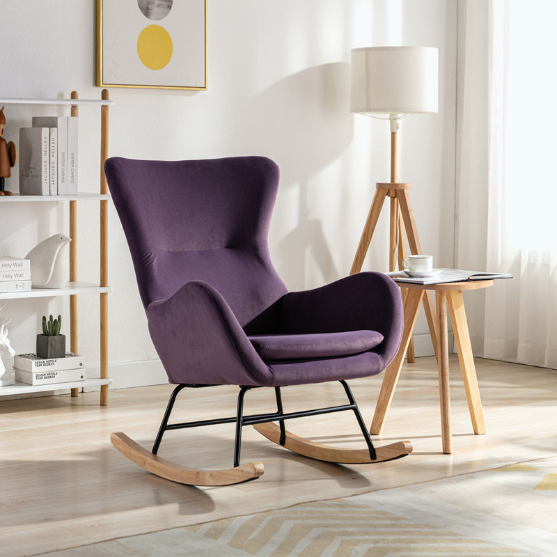 Fauteuil à bascule Teddy, Velours mauve