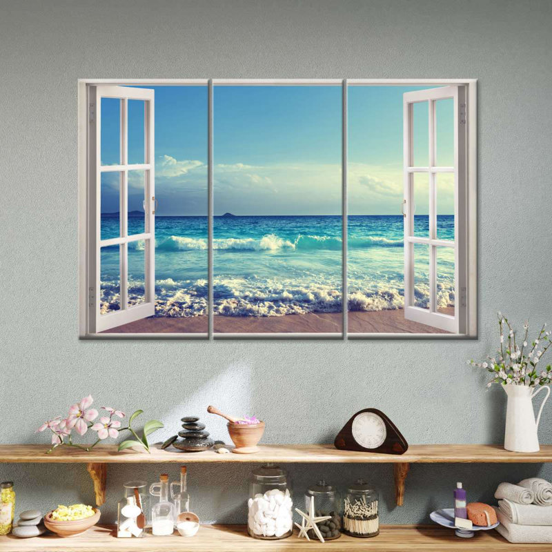 Ensemble de 3 pièces fenêtre sur toile, H 20 po x l 33 po x P 1,25 po