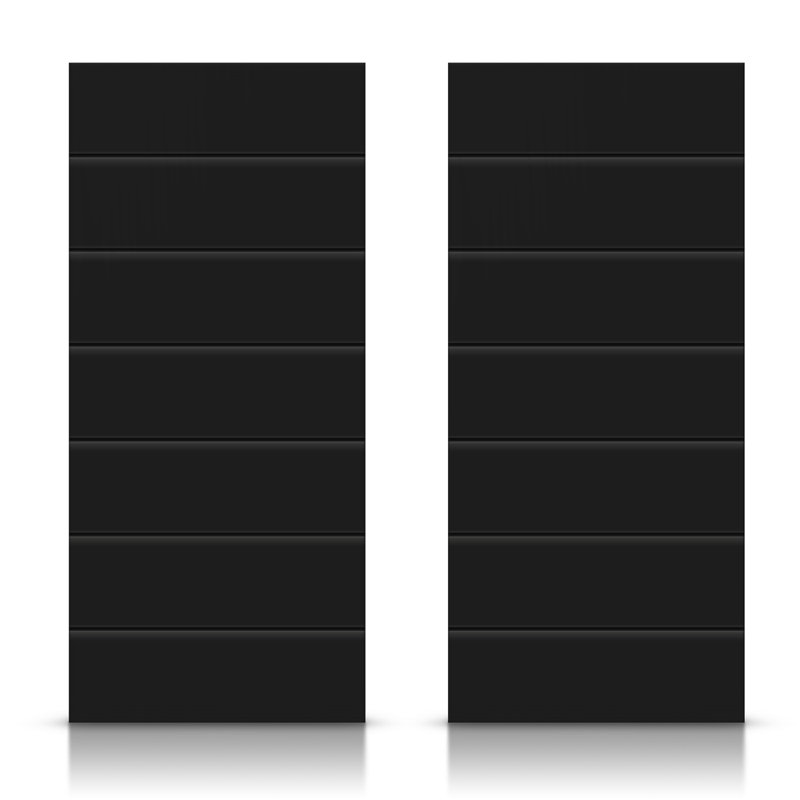 Porte de placard coulissante à panneaux en bois manufacturé, 60 po x 80 po, Noir anthracite