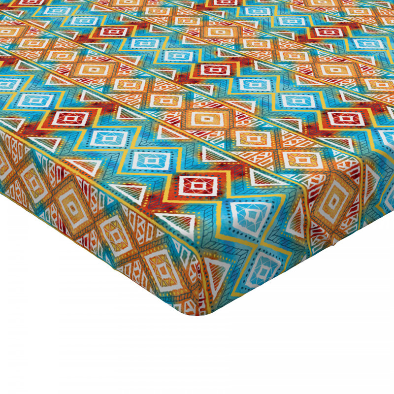 Microfiber Geometric Fitted Sheet, Queen Fitted Sheet