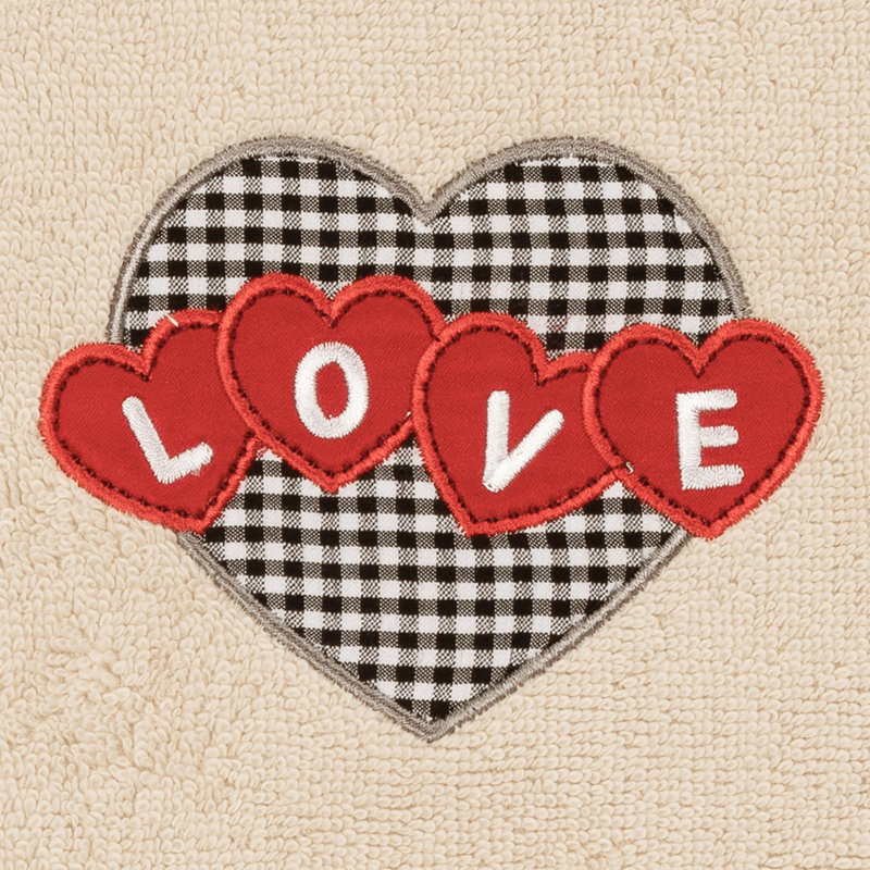 Love Heart Turkish Cotton Hand Towel, Beige