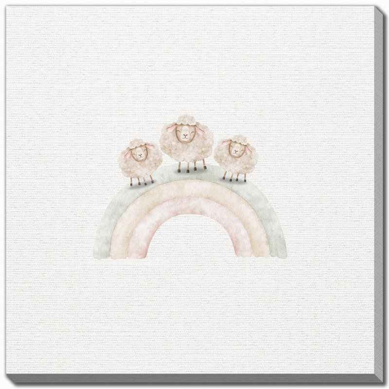 Rainbow 3 Sheep, art mural sur toile, H 24 po x l 24 po