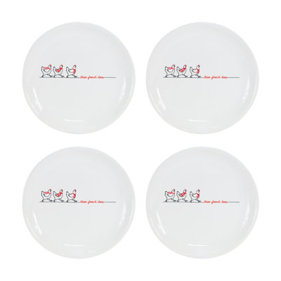 Assiette en grès trois poules françaises