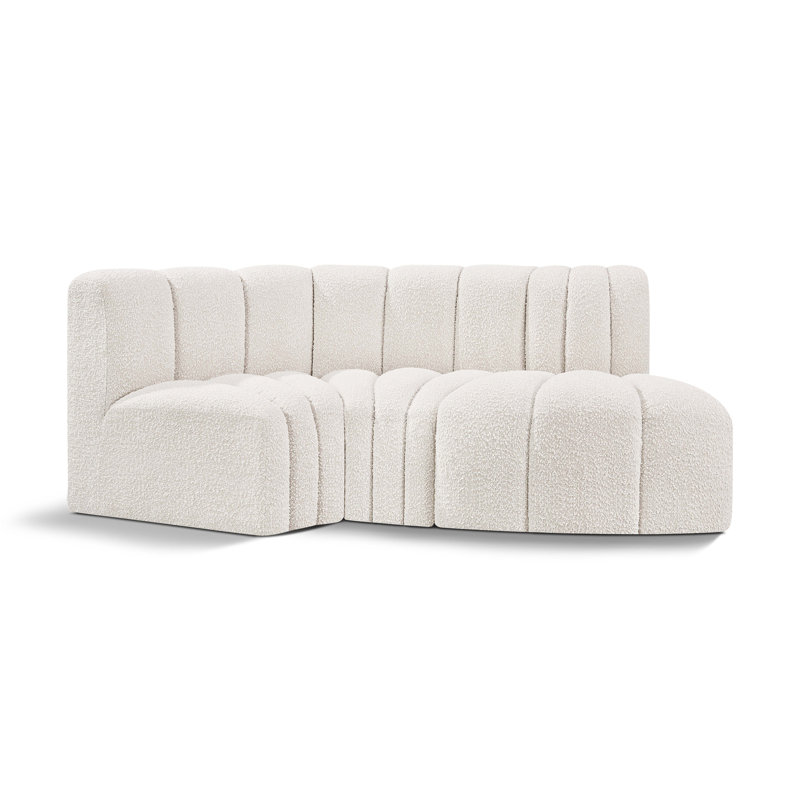 Canapé et chaise rembourrés Hubertus, Tissu crème bouclé