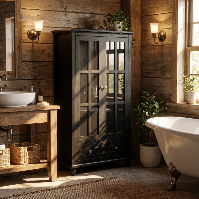 Airil Freestanding Bathroom Cabinet, Noir