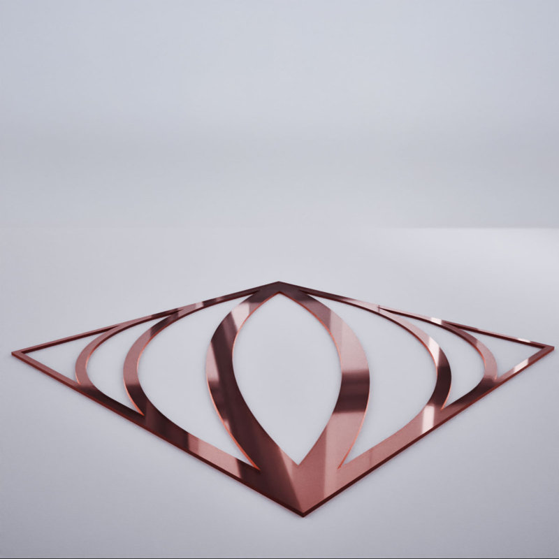 Miroir or rose Otis, 15.38" H x 15.375" W x 0.125" D, Or rose