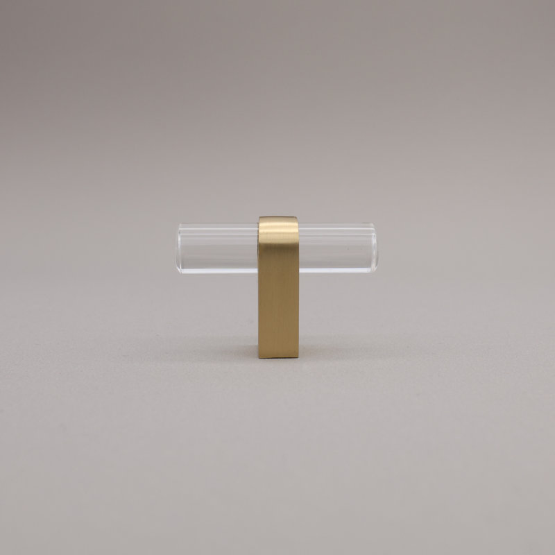 Clarity Acrylic Bar Knob, Satin Brass/Clear Acrylic