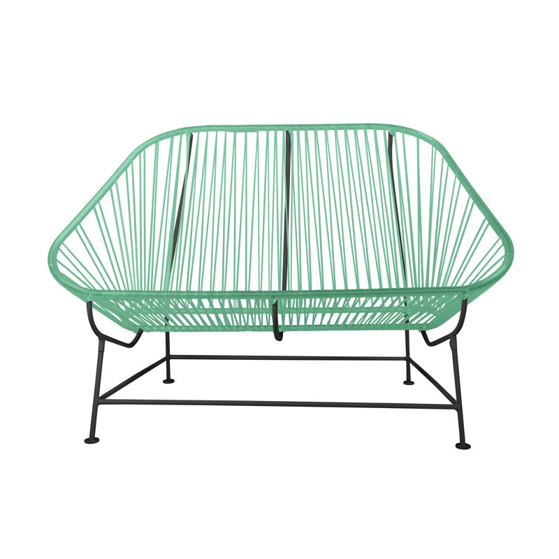 InLove Indoor/Outdoor Handmade Loveseat, Mint/Black