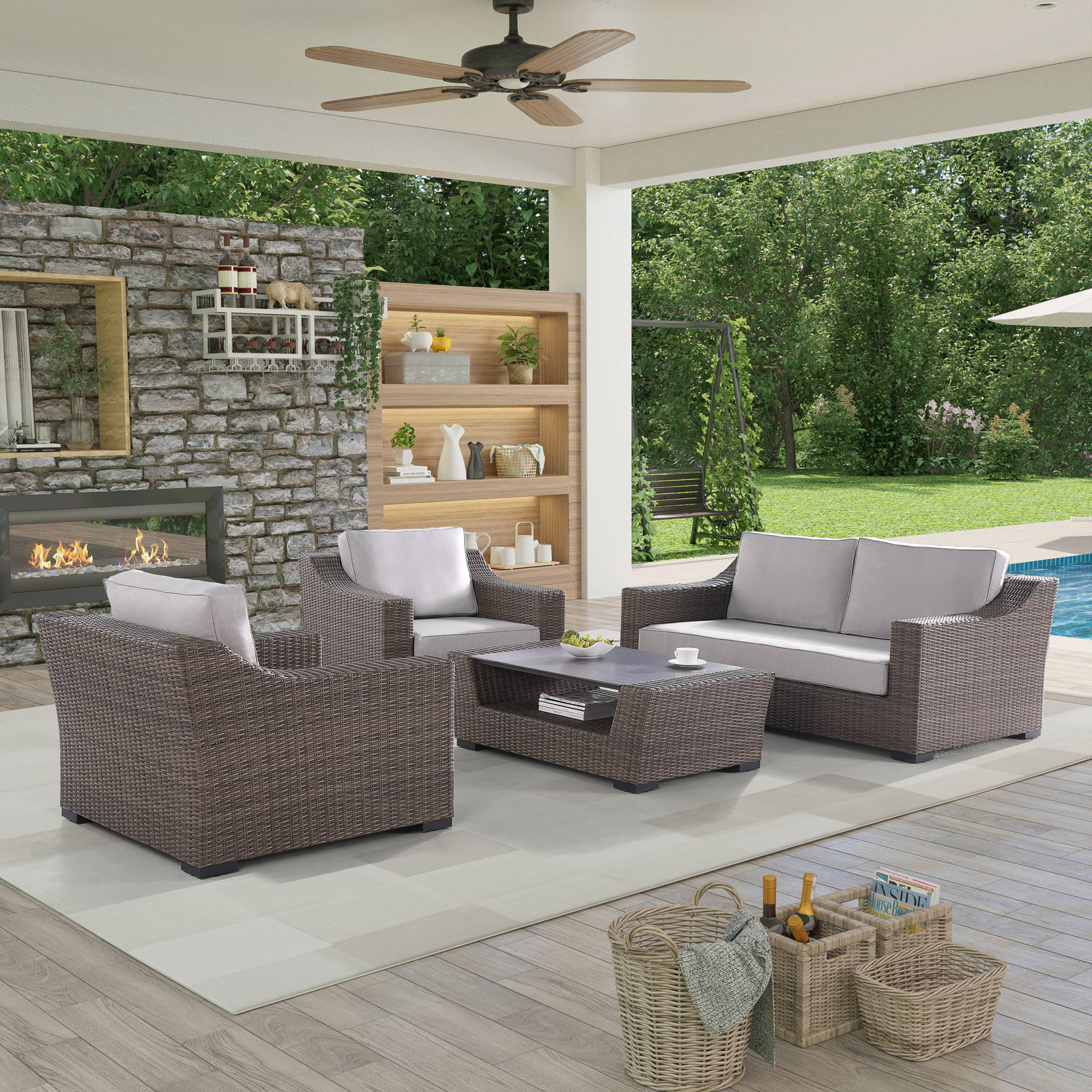 Tymere 4 - Person Patio Conversation Set with Cushions