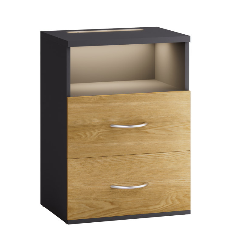 Deneem 39cm W MDF/particle Board Bedside Table, Wood/Grey