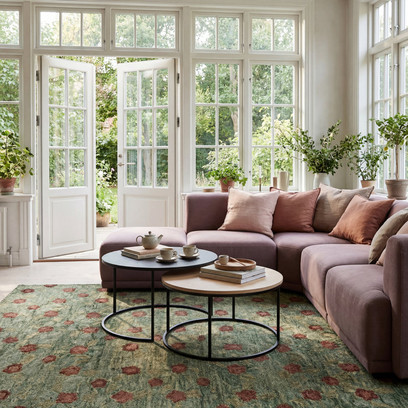 Genevive Modern Floral Wool Rug, Runner 2'6" x 8'