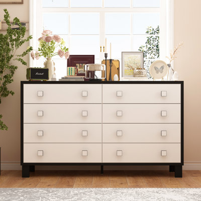Armoire de rangement moderne à 8 tiroirs avec poignées carrées Modern