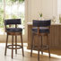 Tabouret de bar et de comptoir pivotant à 360 ° avec garniture cloutée, chaise de bar rembourrée en bois massif pour îlot de cuisine