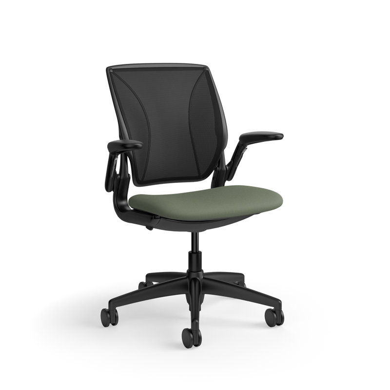 Fauteuil de travail ergonomique avec dossier Caraway World ML et siège rembourré Corde 4, Noir / gris bois flottant, Noir