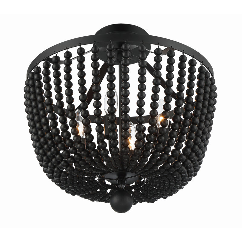 Plafonnier semi-encastré à 4 lumières 16,5 po Conway, Noir mat