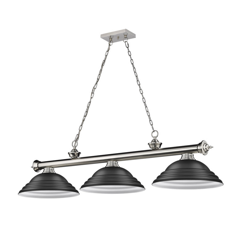 Billard 3 lumières Annaleisa, Noir mat, Argent