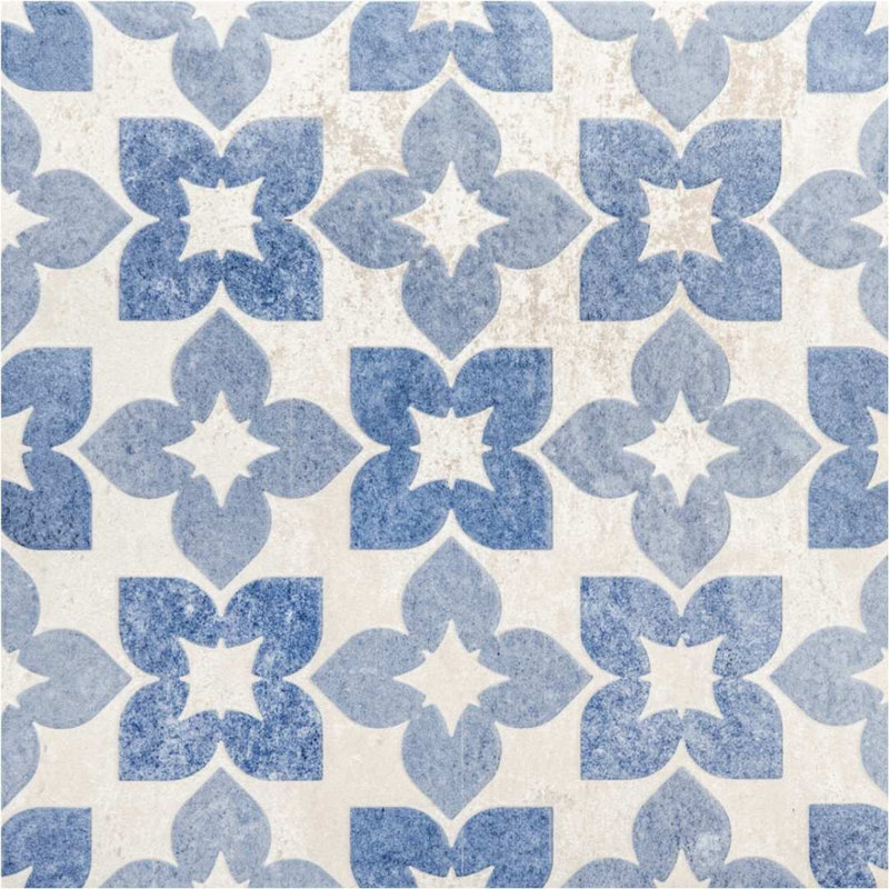 Carreaux de sol et muraux en porcelaine satinée Phlox 8 po x 8 po, Bleu