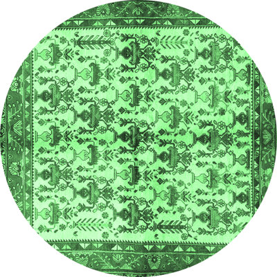Tapis vert / ivoire / gris en laine et polyester tissés à la machine Karleah