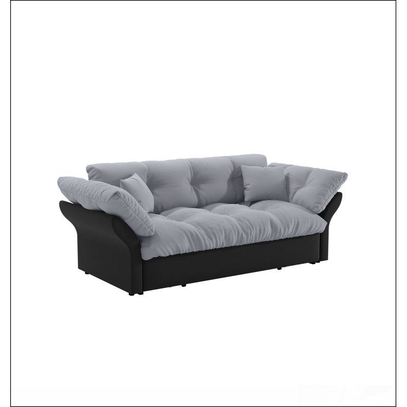Grand canapé-lit escamotable, canapé-lit capitonné convertible 3-en-1, Gris
