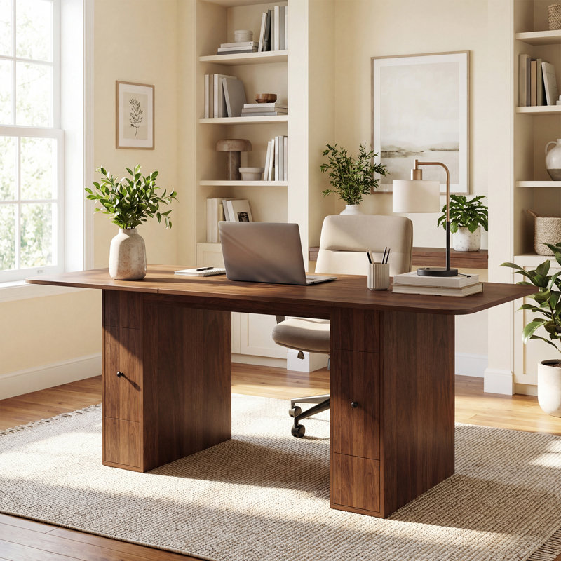 Extendable 60" to 78" Wood Dining Table with Hidden Storage Drawers and Removable Leaves, Brown